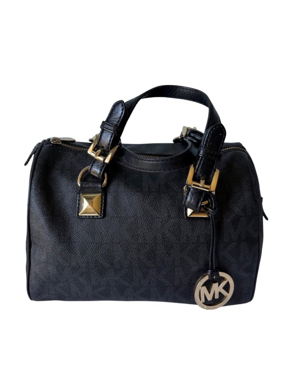 Michael Kors Grayson Black Monogram Satchel Gold-Tone Hardware